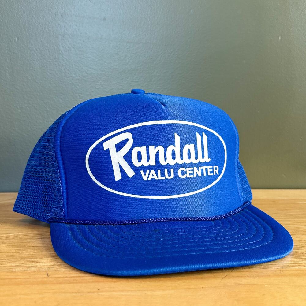 Vintage Randall Valu Center Royal Blue White Mesh Trucker Snapback Hat